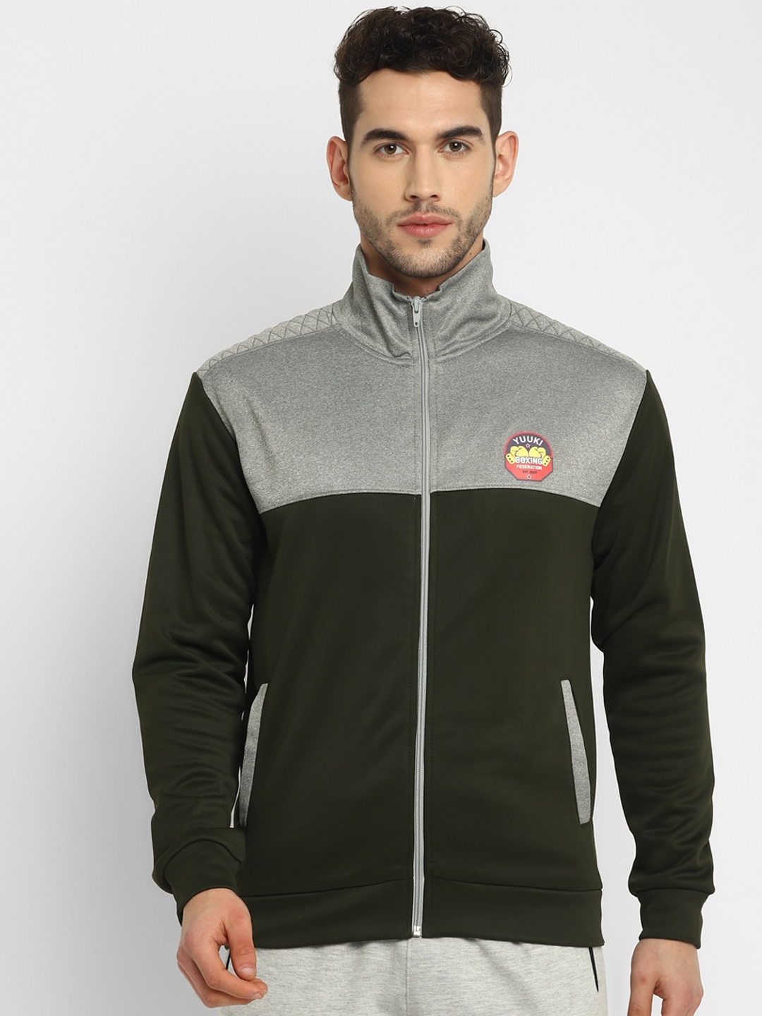 

Yuuki Men Grey Colourblocked Sporty Jacket