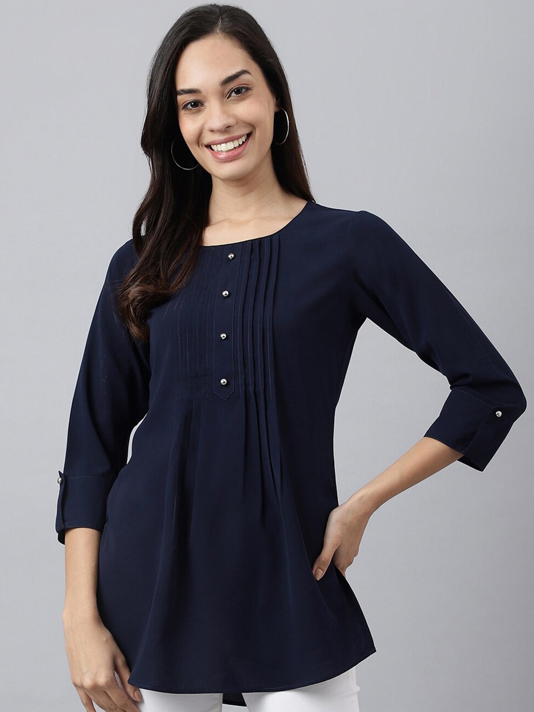 

MEESAN Navy Blue Cotton Tunic