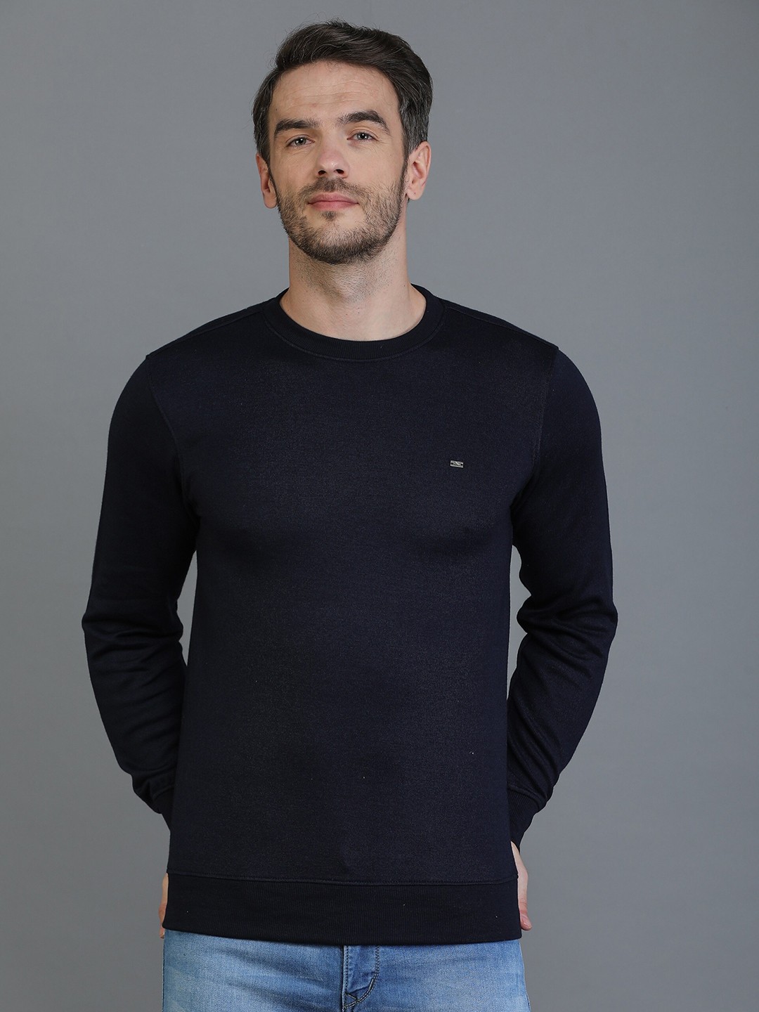 

TQS Men Navy Blue CottonT-shirt