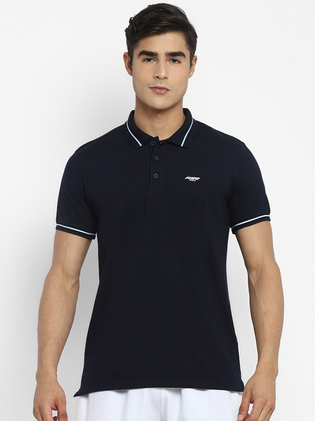 

FURO by Red Chief Men Navy Blue Polo Collar T-shirt