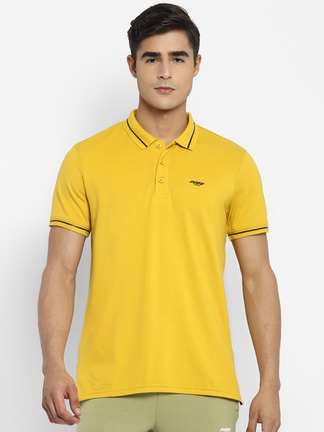 

FURO by Red Chief Men Mustard Yellow Polo Collar T-shirt