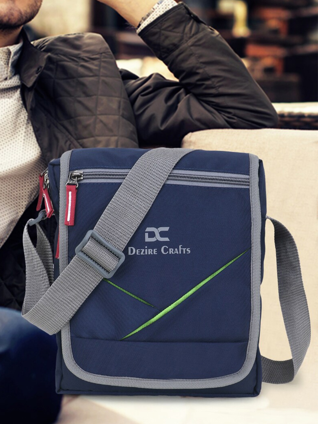 

Dezire Crafts Blue & Grey Cross Body Messenger Bag