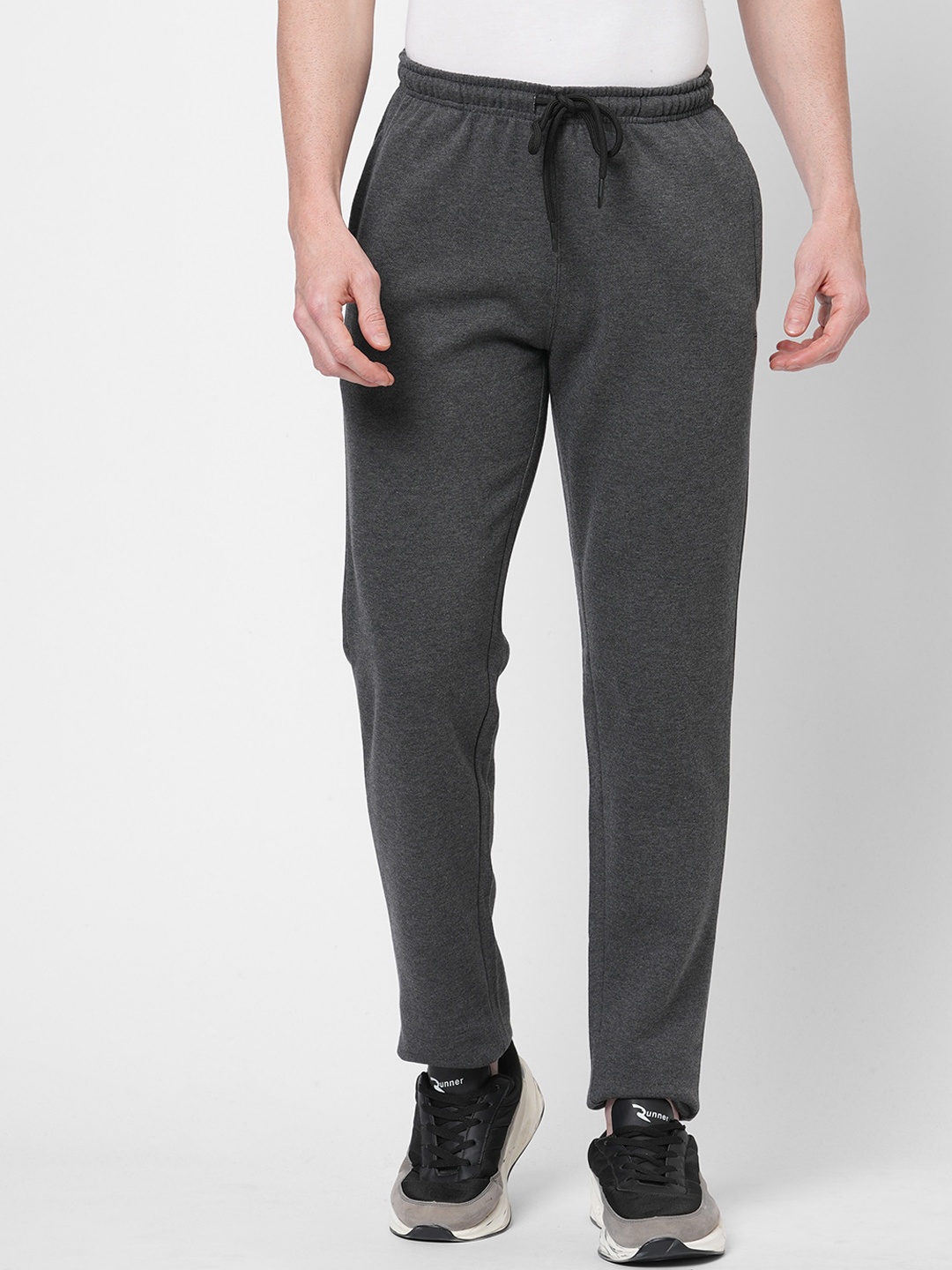 

Sweet Dreams Men Plus Size Charcoal Melange Solid Track Pants