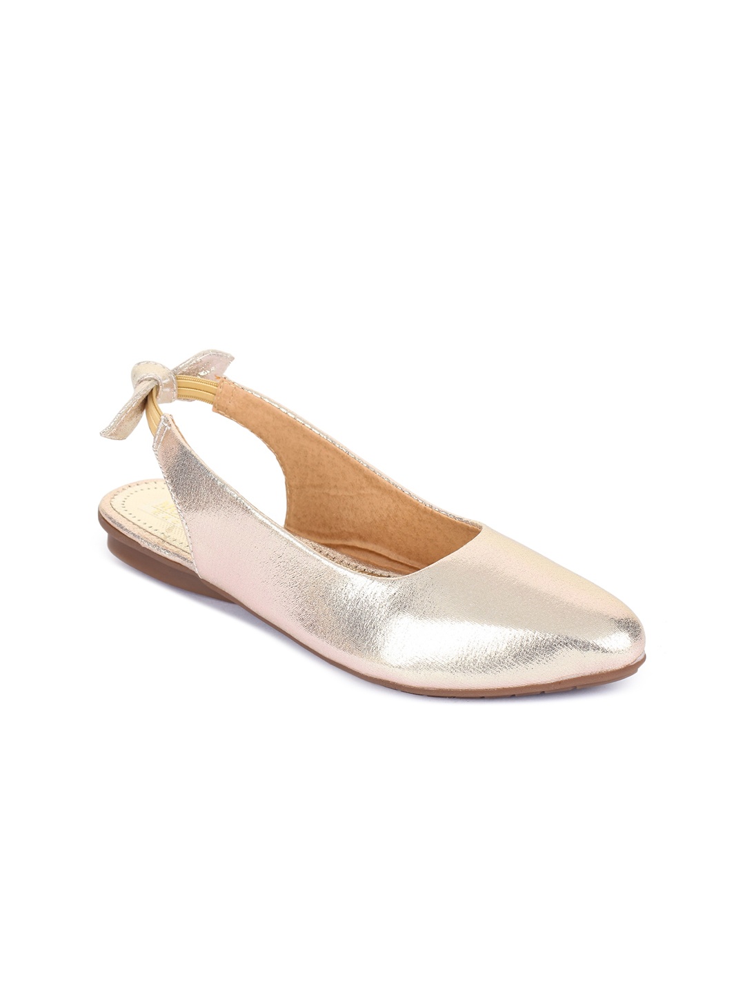 

Moonwalk Women Gold Solid Synthetic Ballerinas Flats