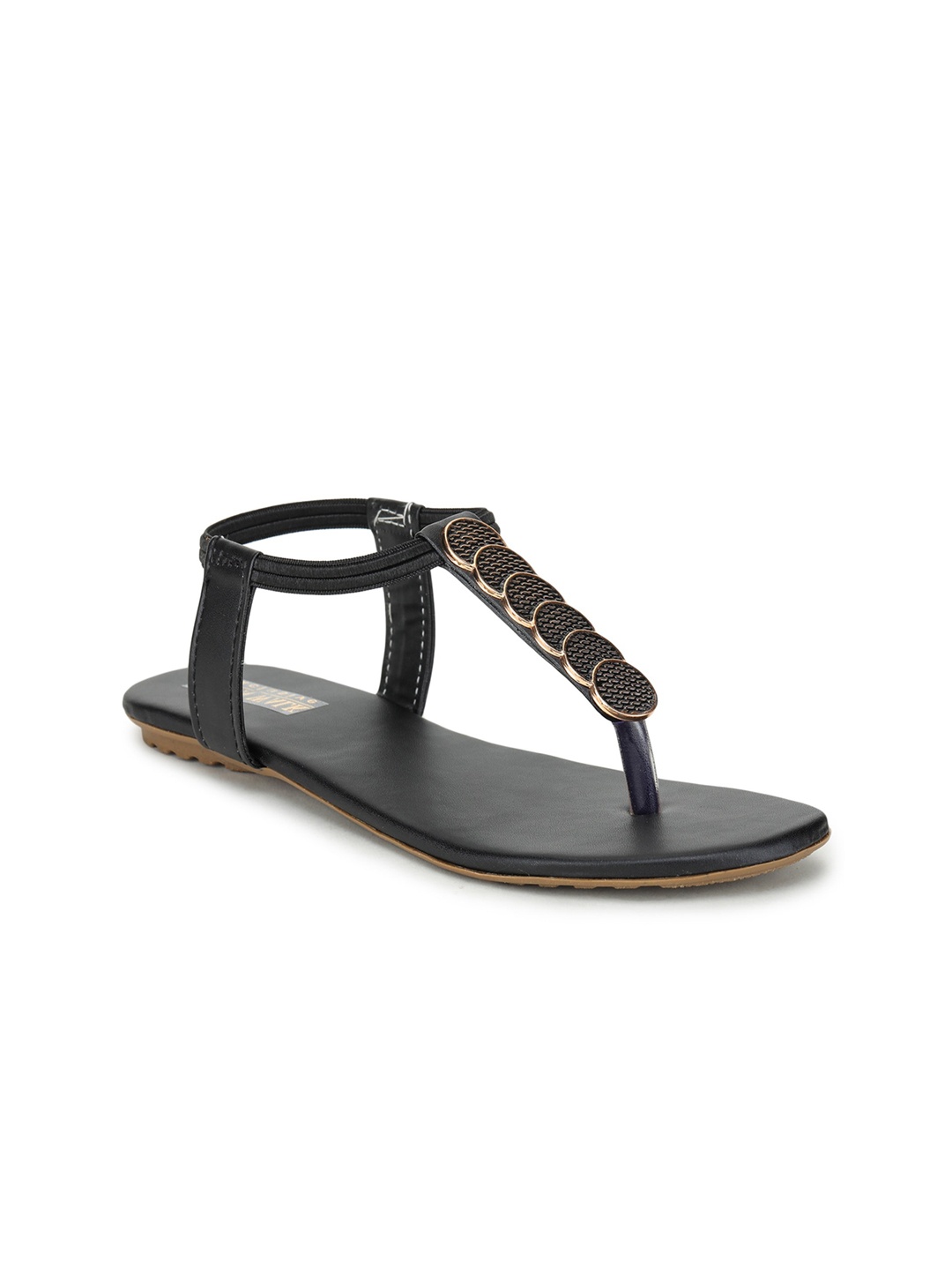 

Moonwalk Women Black Embellished Synthetic T-Strap Flats