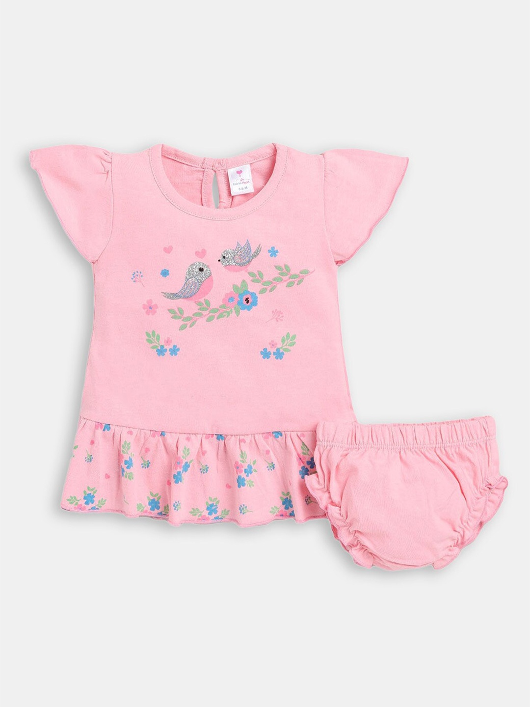 

Hopscotch Girls Pink & Blue Printed Pure Cotton Top with Shorts