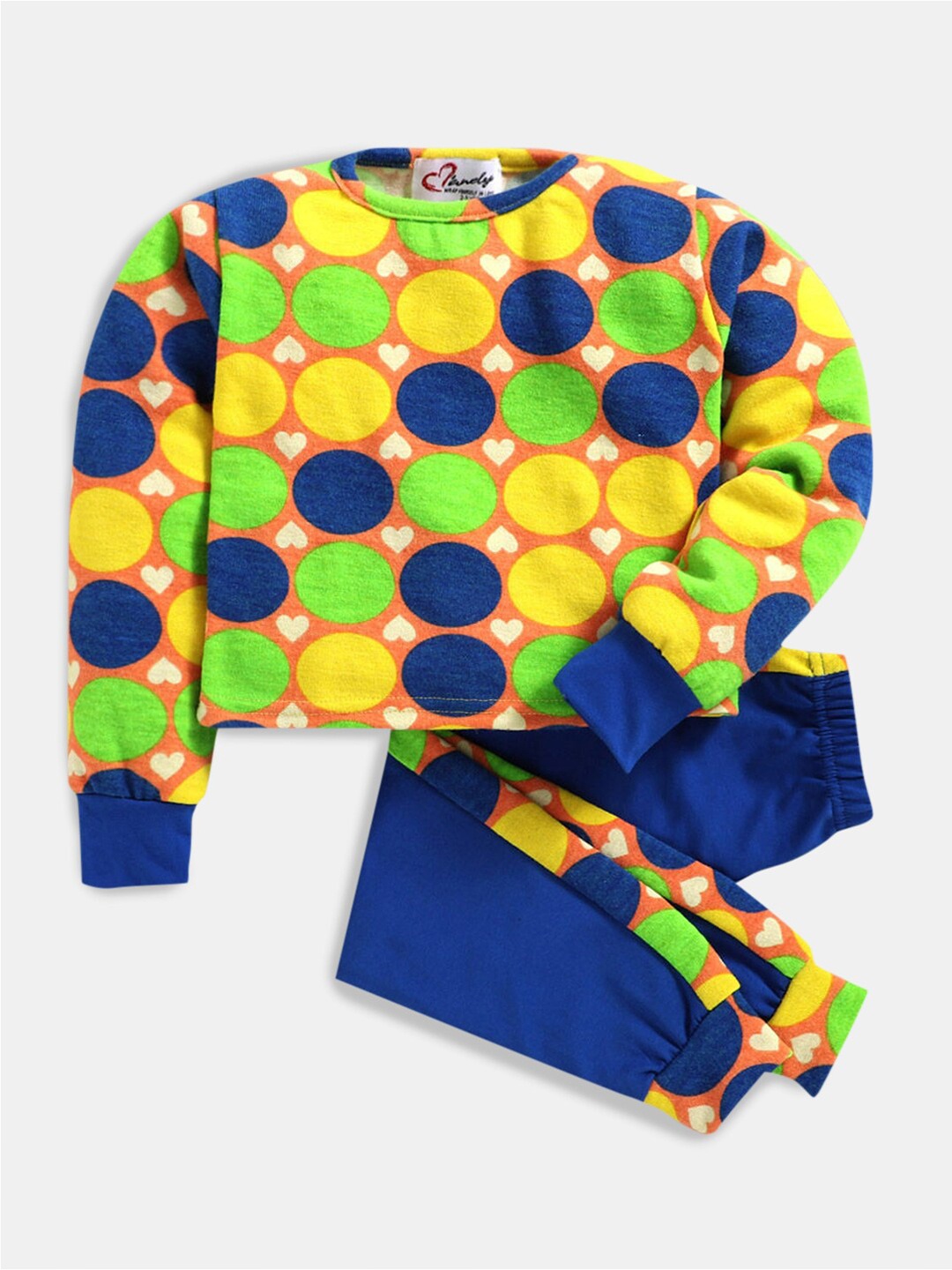 

Hopscotch Girls Navy Blue & Yellow Printed Pure Cotton T-shirt with Pyjamas