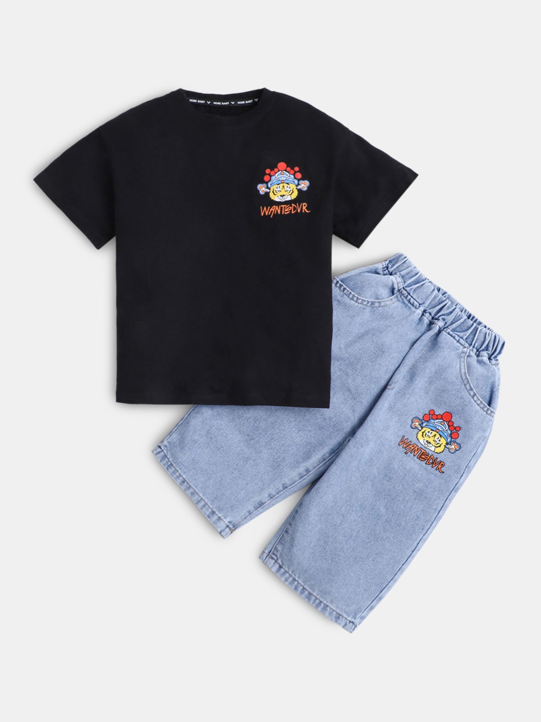 

Hopscotch Boys Black & Blue Printed Top with Shorts