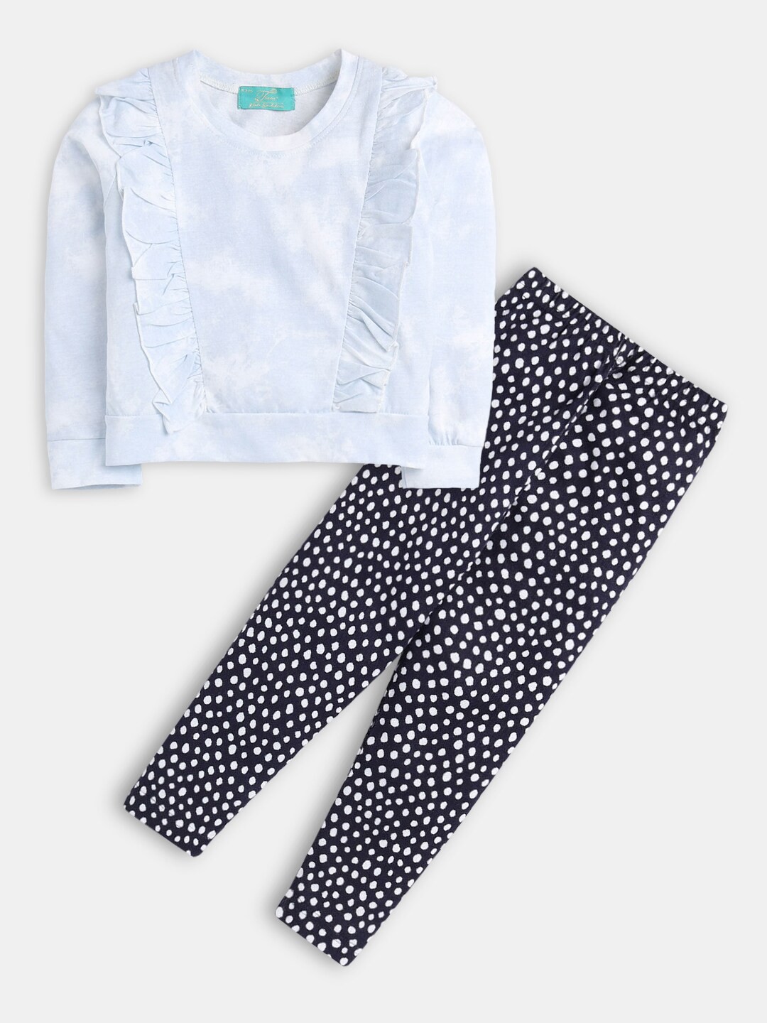 

Hopscotch Girls White & Black Pure Cotton T-Shirt with Leggings