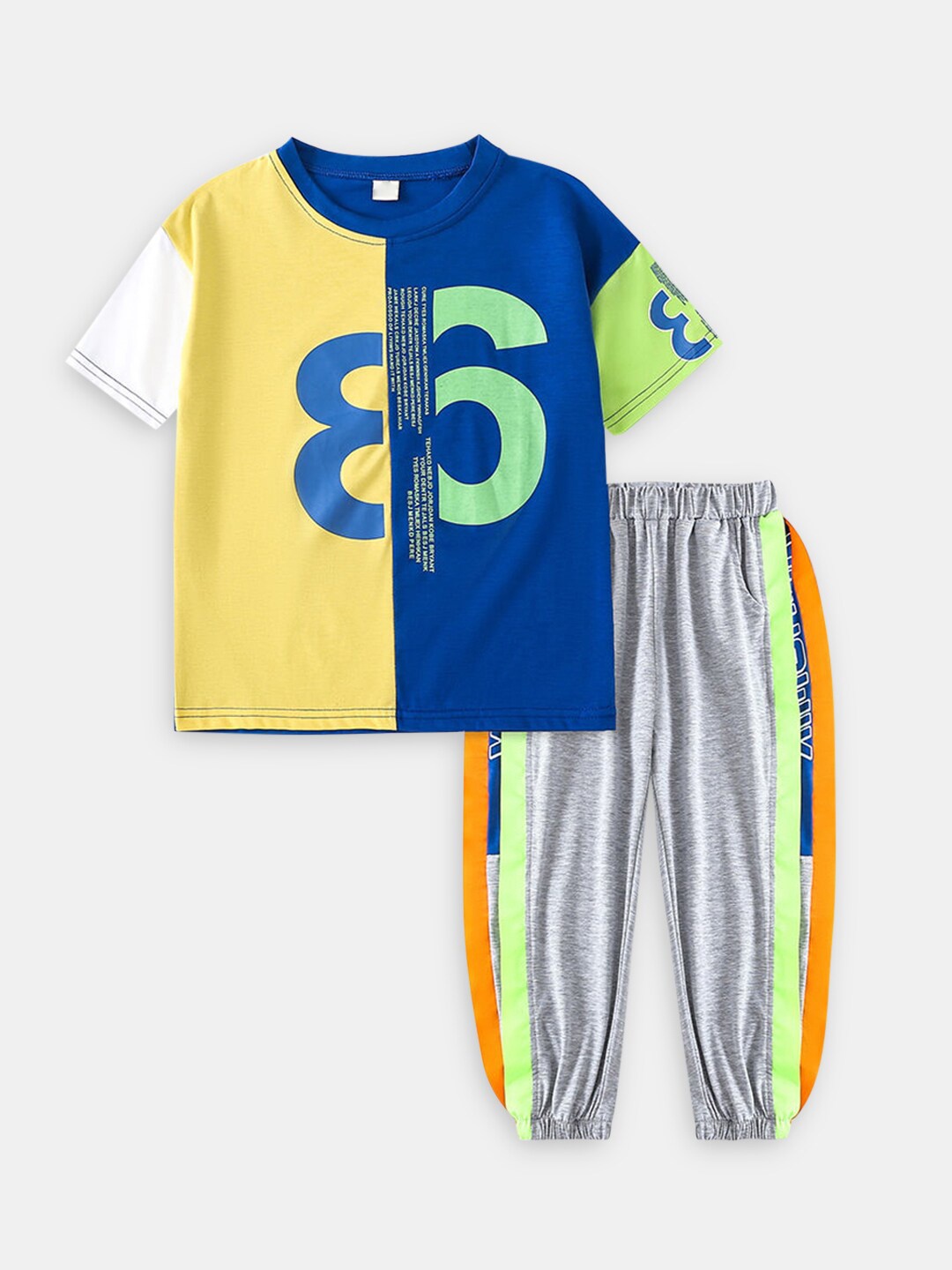 

Hopscotch Boys Blue & Grey Printed T-shirt with Pyjamas