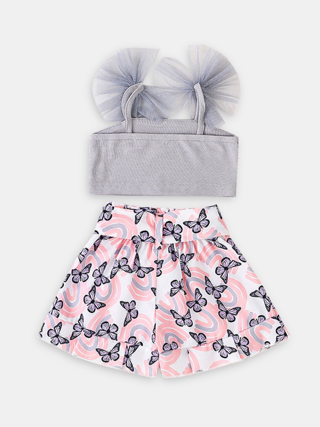 

Hopscotch Girls Grey & Pink Top with Skirt