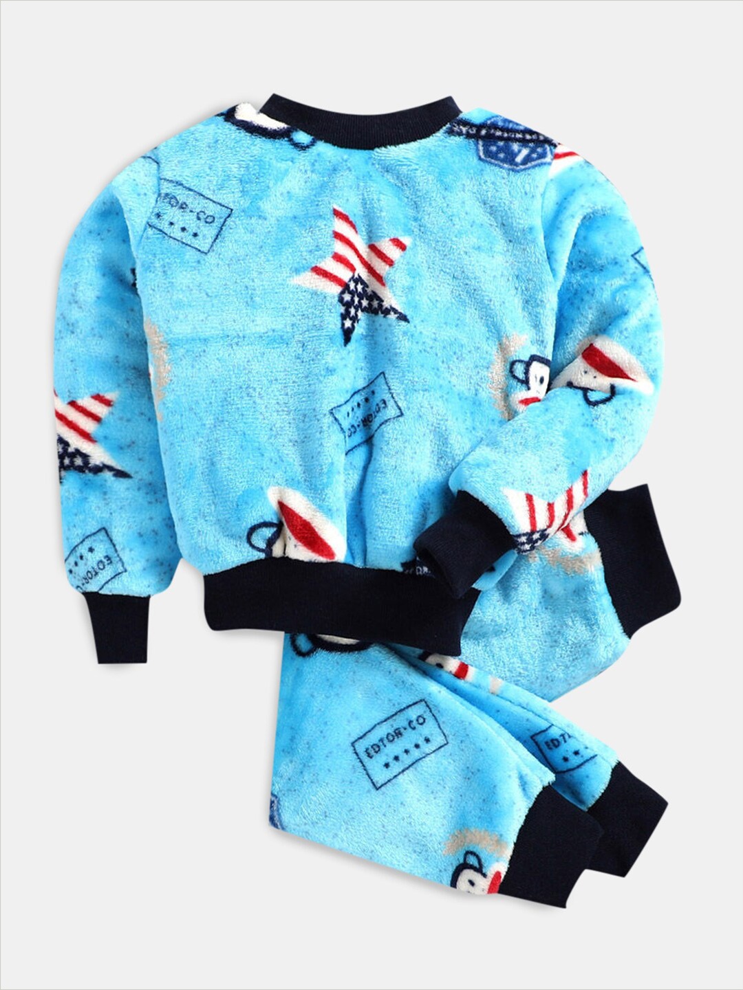

Hopscotch Girls Blue & White Printed T-shirt with Pyjamas