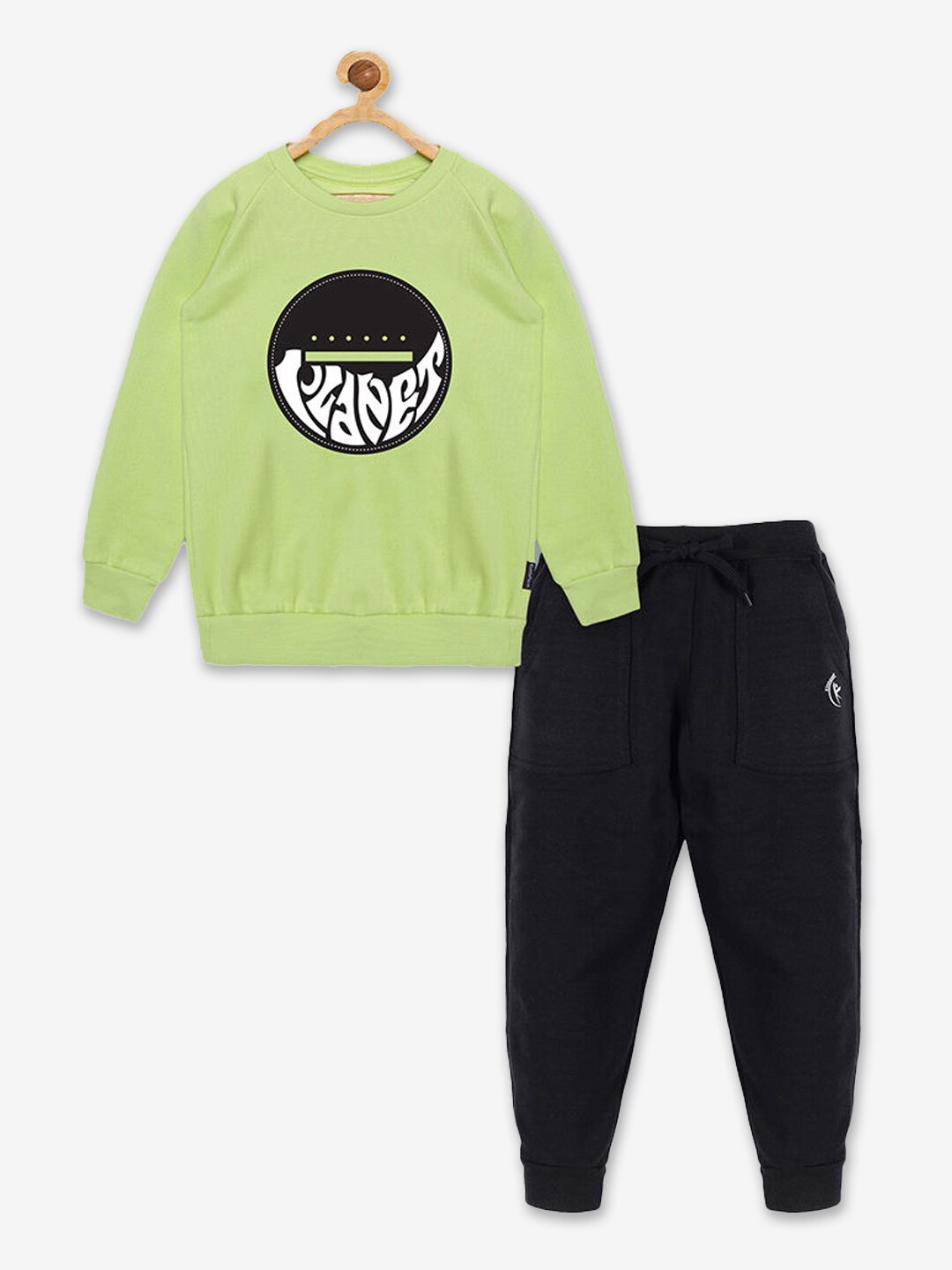 

Hopscotch Boys Green & Black Printed Cotton T-shirt with Pyjamas