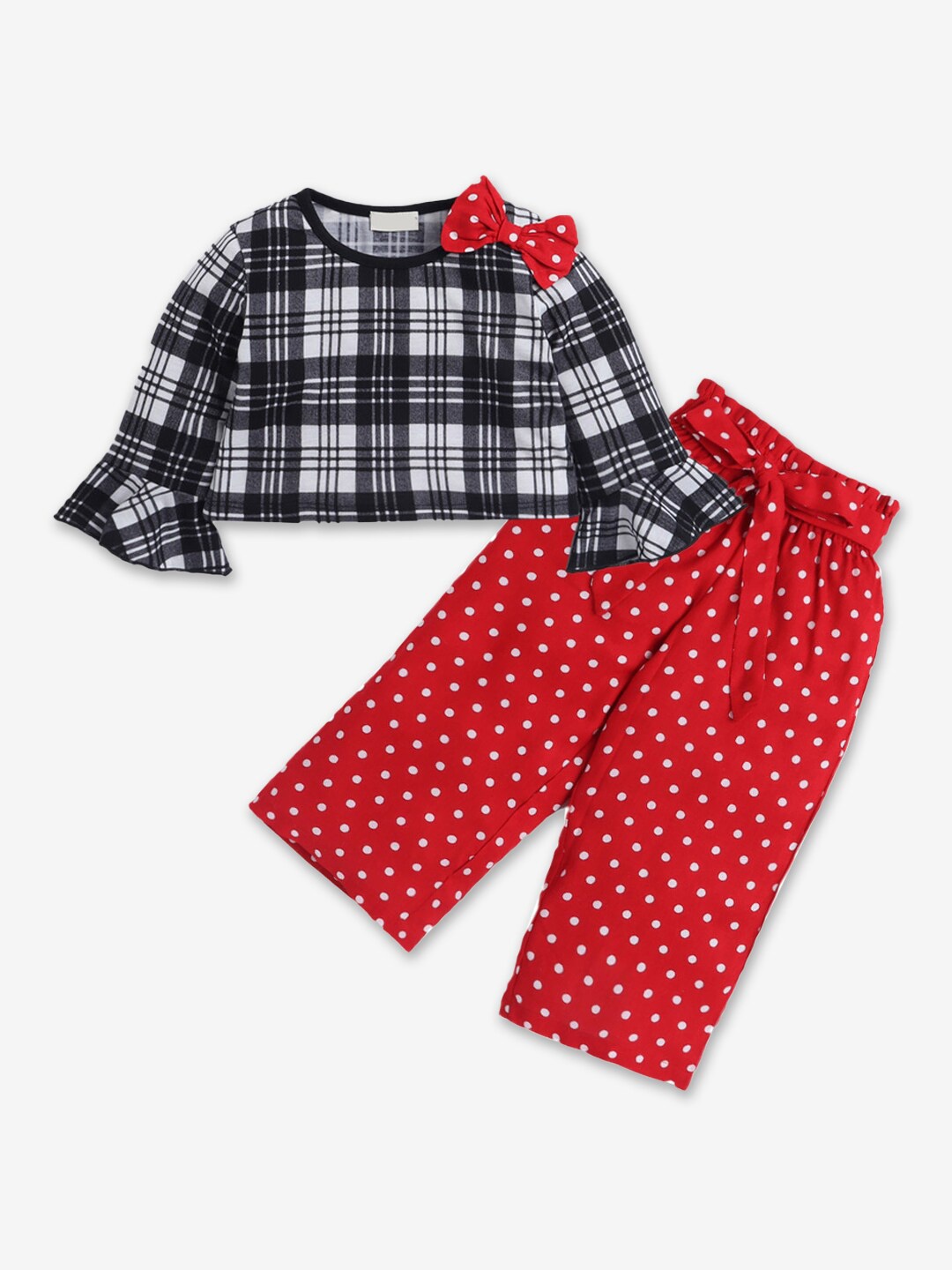 

Hopscotch Girls Red & Black Checked Top with Trousers