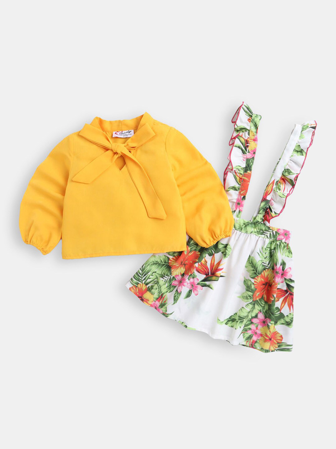 

Hopscotch Girls Yellow & White Pure Cotton Top with Capris
