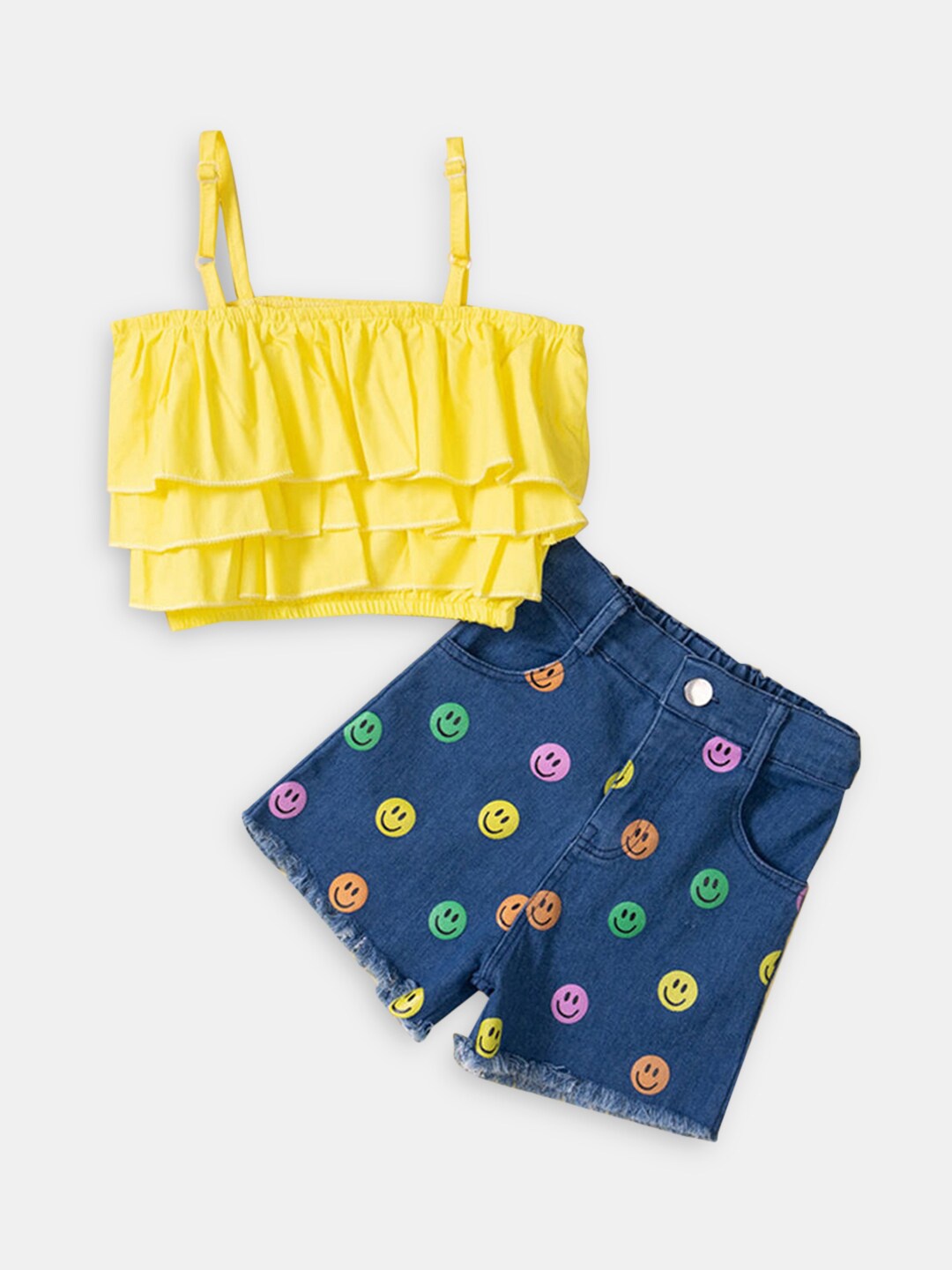 

Hopscotch Girls Yellow & Black T-shirt with Shorts