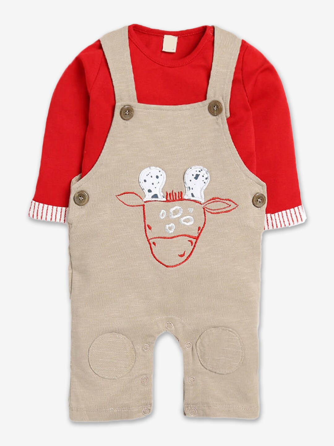 

Hopscotch Boys Beige & Red Pure Cotton T-shirt with Pyjamas