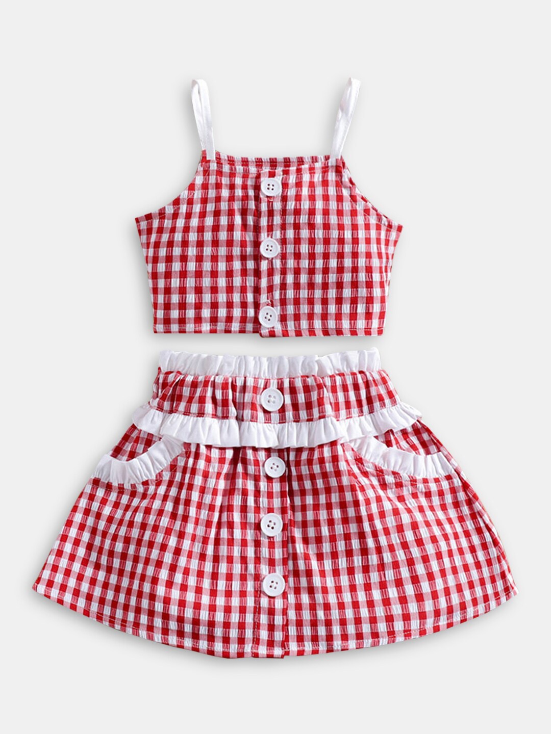 

Hopscotch Girls Red & White Checked Tunic with Skirt