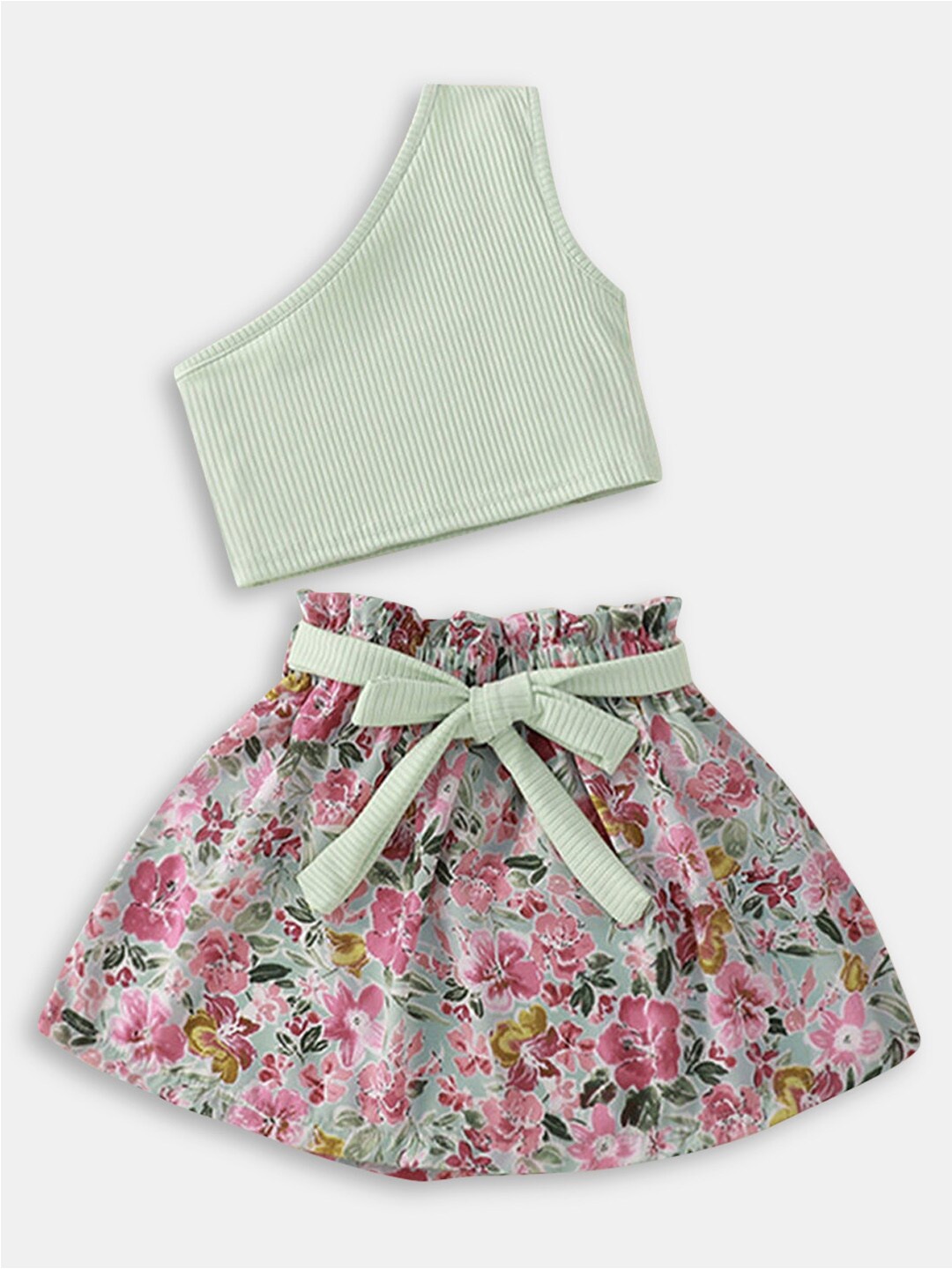 

Hopscotch Girls Green & Pink Top with Skirt