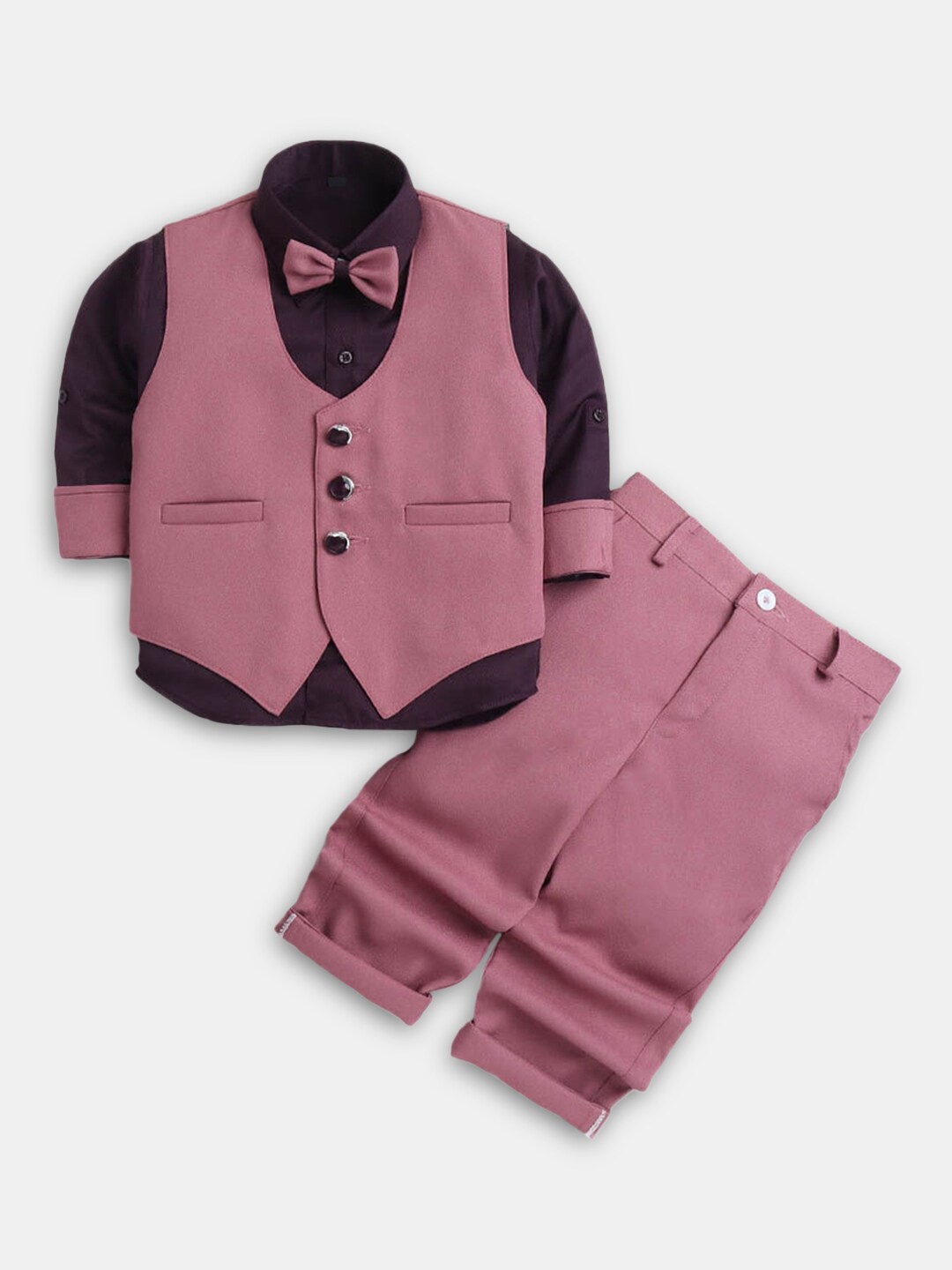 

Hopscotch Boys Purple & Pink Shirt With Trouser With Waistcoat