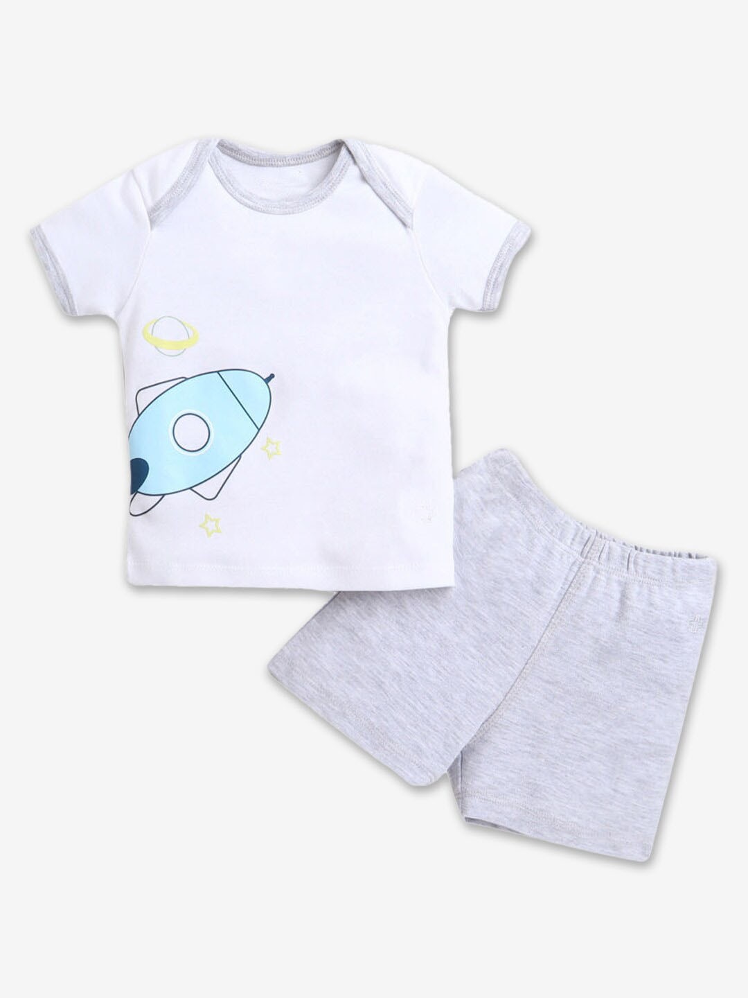 

Hopscotch Boys White & Grey Pure Cotton T-shirt with Shorts