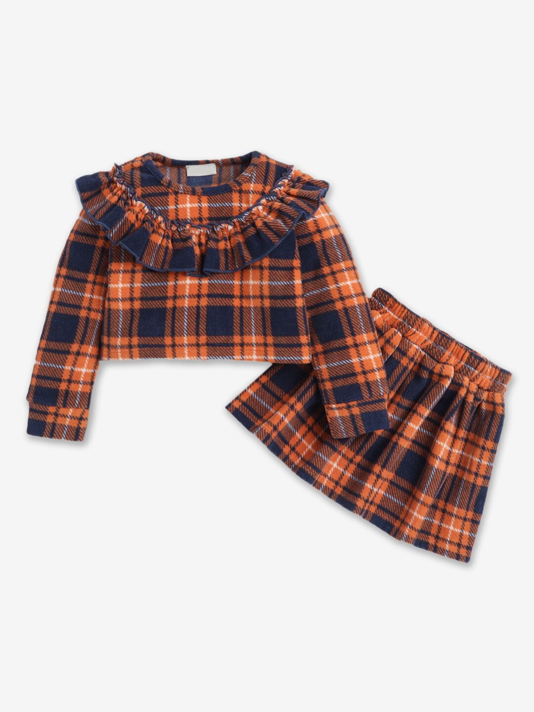 

Hopscotch Girls Orange & Black Checked Tunic with Skirt