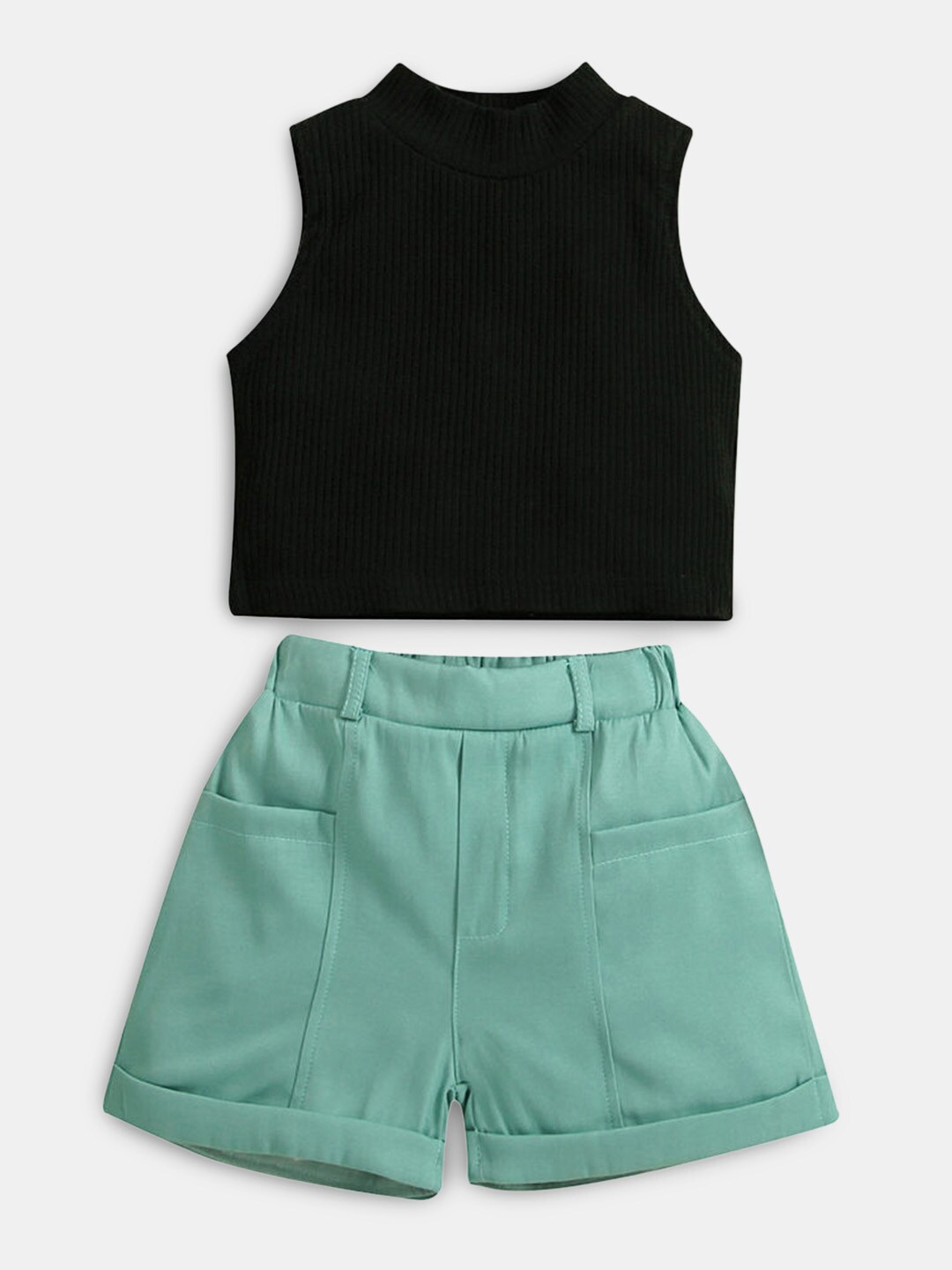 

Hopscotch Girls Black & Green T-shirt with Shorts