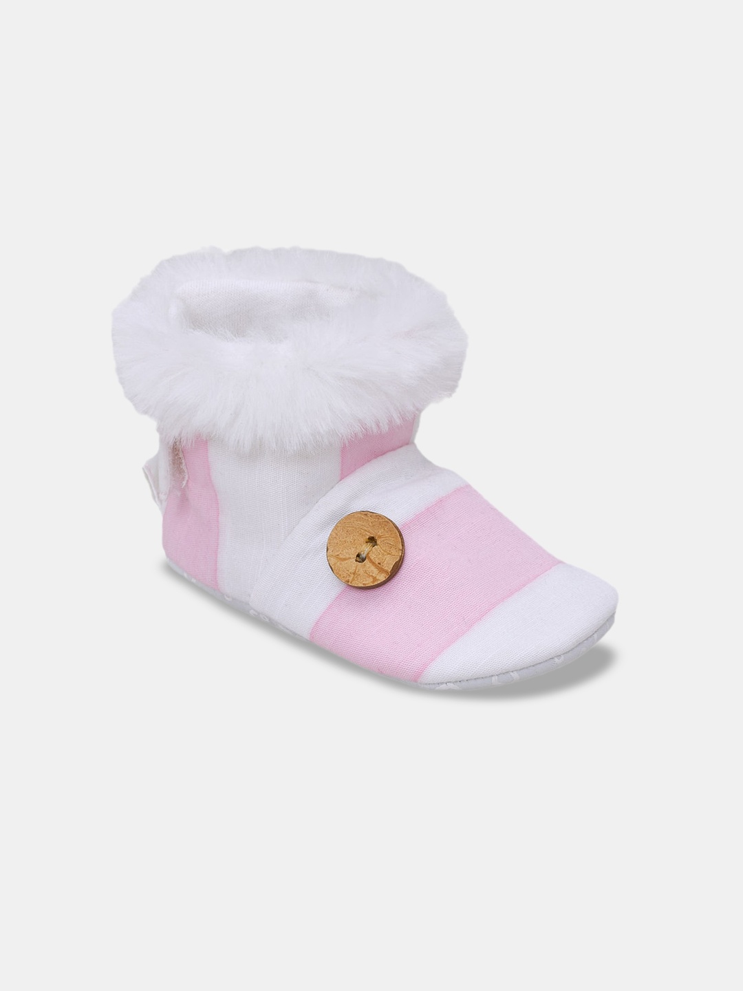 

Hopscotch Unisex Kids Pink Stripe Cotton Booties