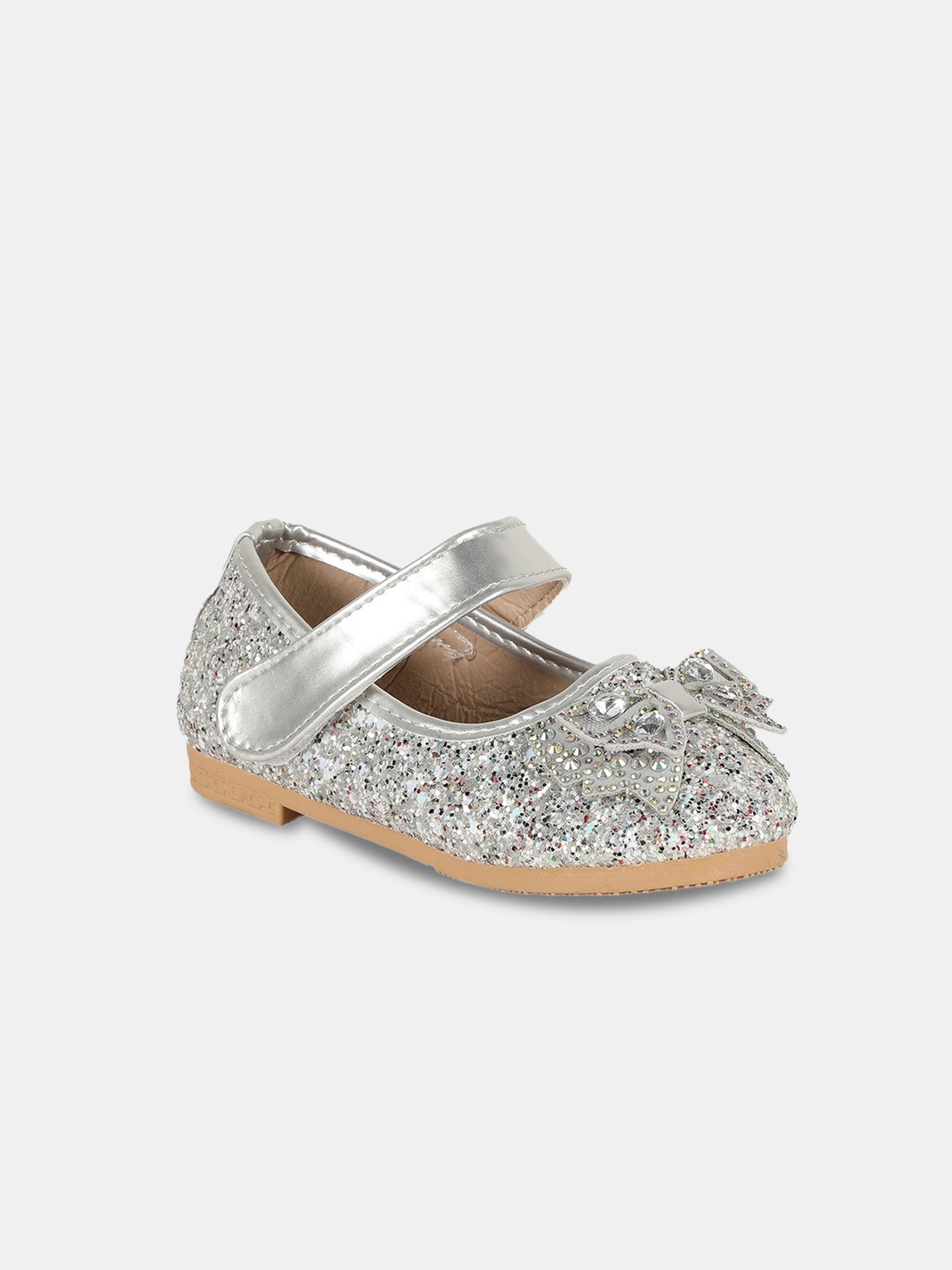 

Hopscotch Mary Jane Girls Silver-Toned Embellished Ballerinas Flats