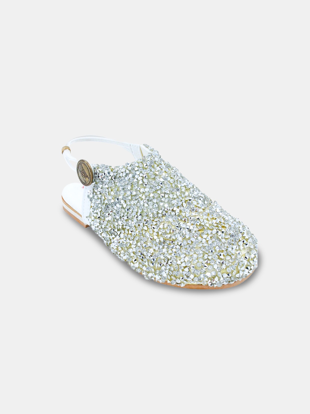

Hopscotch Girls Silver-Toned Glitter Embellished Party Mules Flats