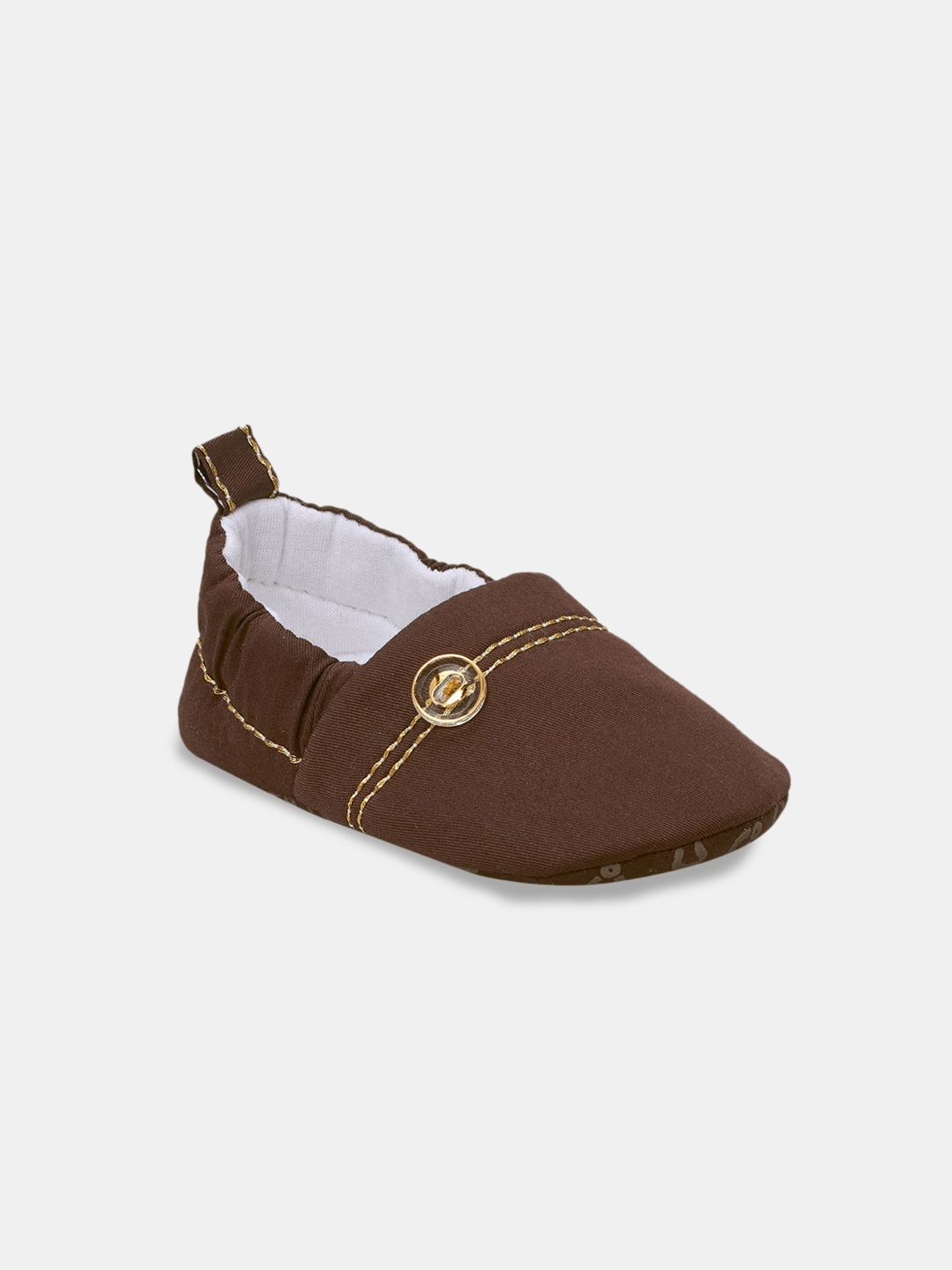 

Hopscotch Kids Brown Solid Cotton Booties