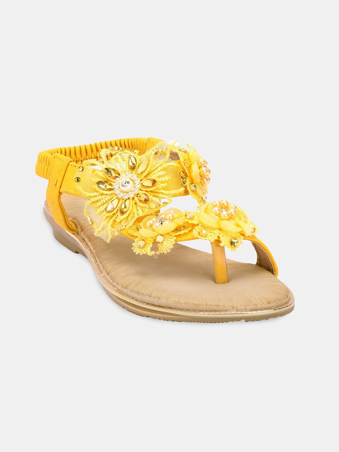 

Hopscotch Girls Yellow Embellished One Toe Flats