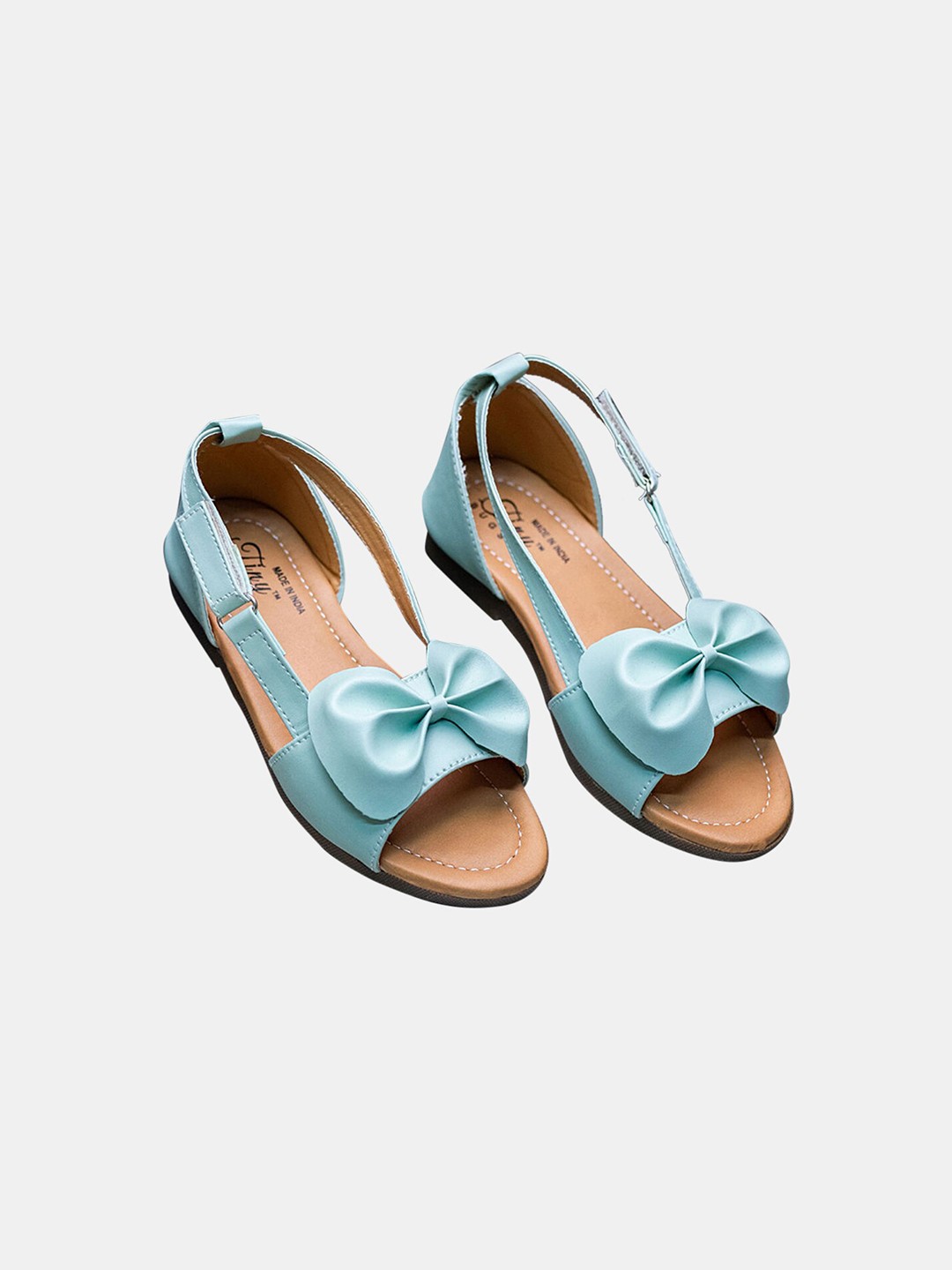

Hopscotch Girls Green Open Toe Flats with Bows