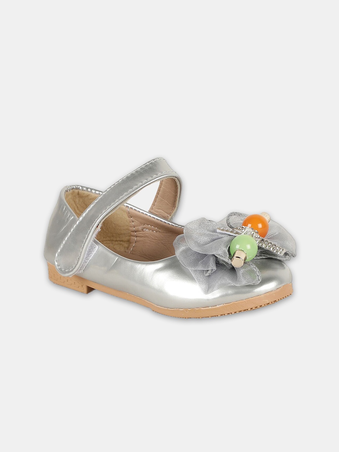 

Hopscotch Girls Silver-Toned Ballerinas with Bows Flats