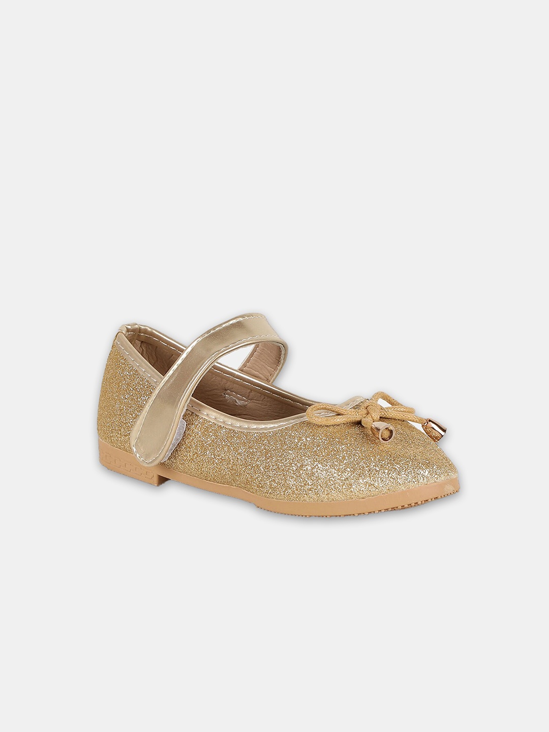 

Hopscotch Girls Gold-Toned Embellished Party Ballerinas with Bows Flats