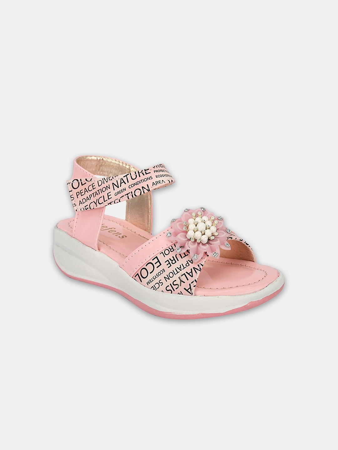 

Hopscotch Girls Pink Printed Open Toe Flats