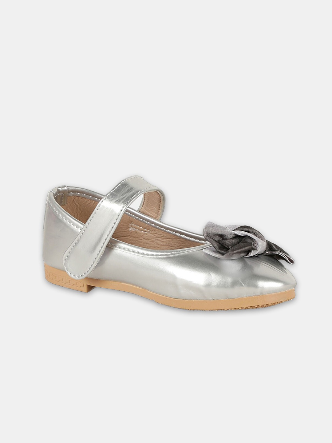 

Hopscotch Girls Silver-Toned Party Ballerinas with Bows Flats