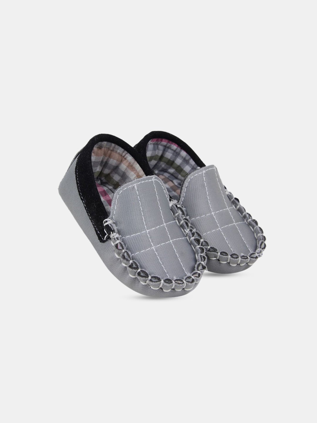 

Hopscotch Boys Grey Checked Cotton Booties