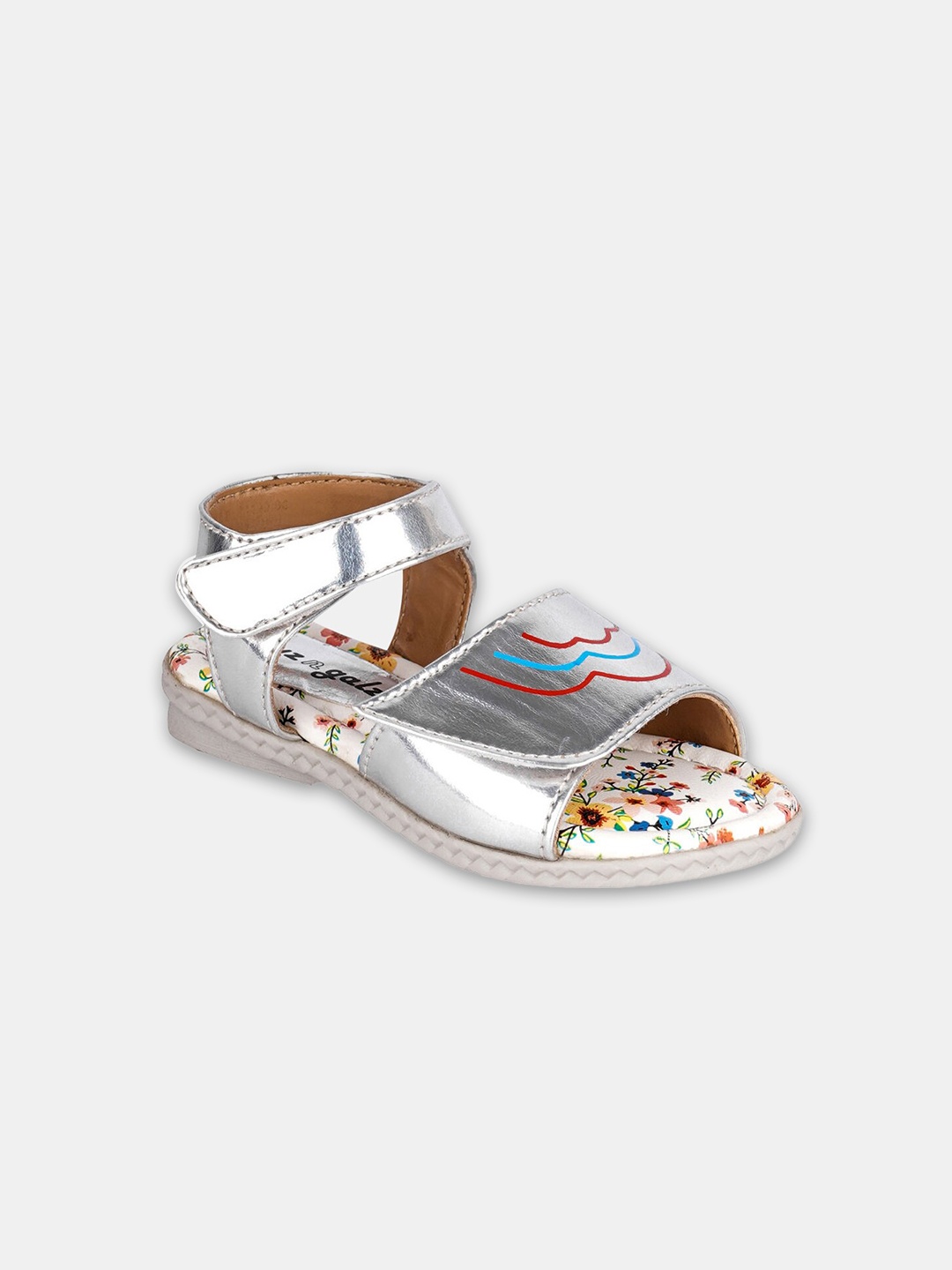 

Hopscotch Girls Silver-Toned Printed Open Toe Flats