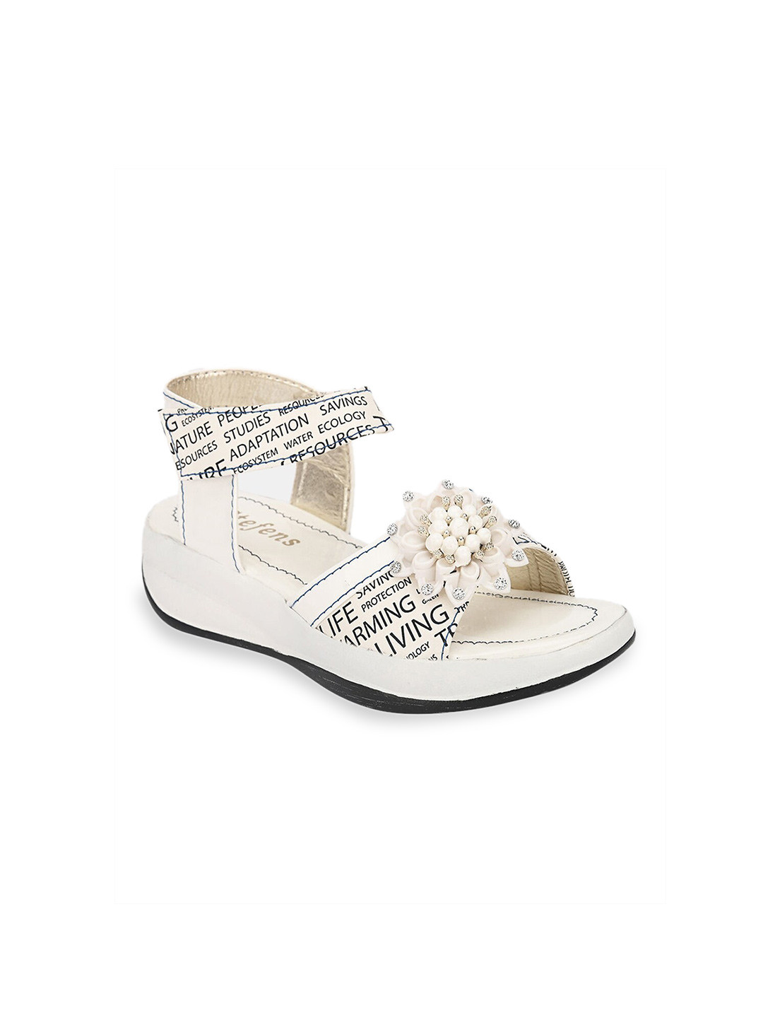 

Hopscotch Girls White Printed Open Toe Flats