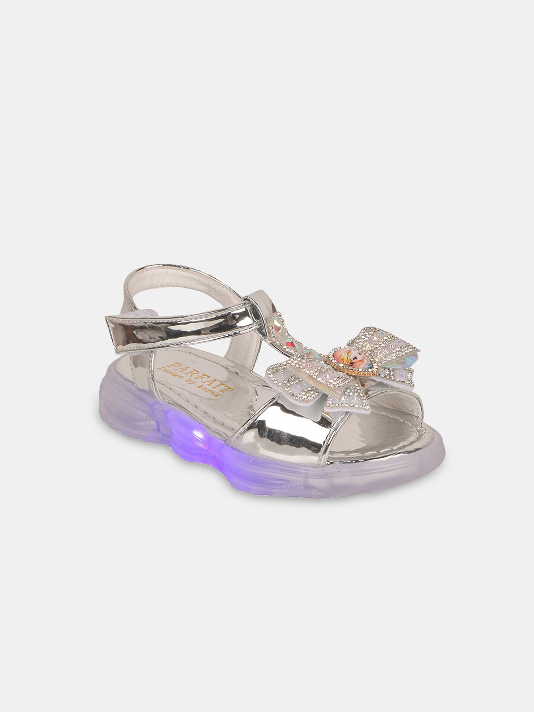 

Hopscotch Girls Silver-Toned Embellished LED Party Open Toe Flats