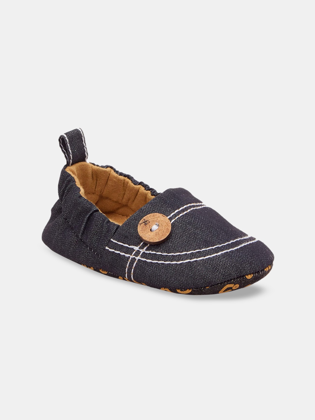 

Hopscotch Infant Kids Khaki-Coloured Cotton Booties, Navy blue