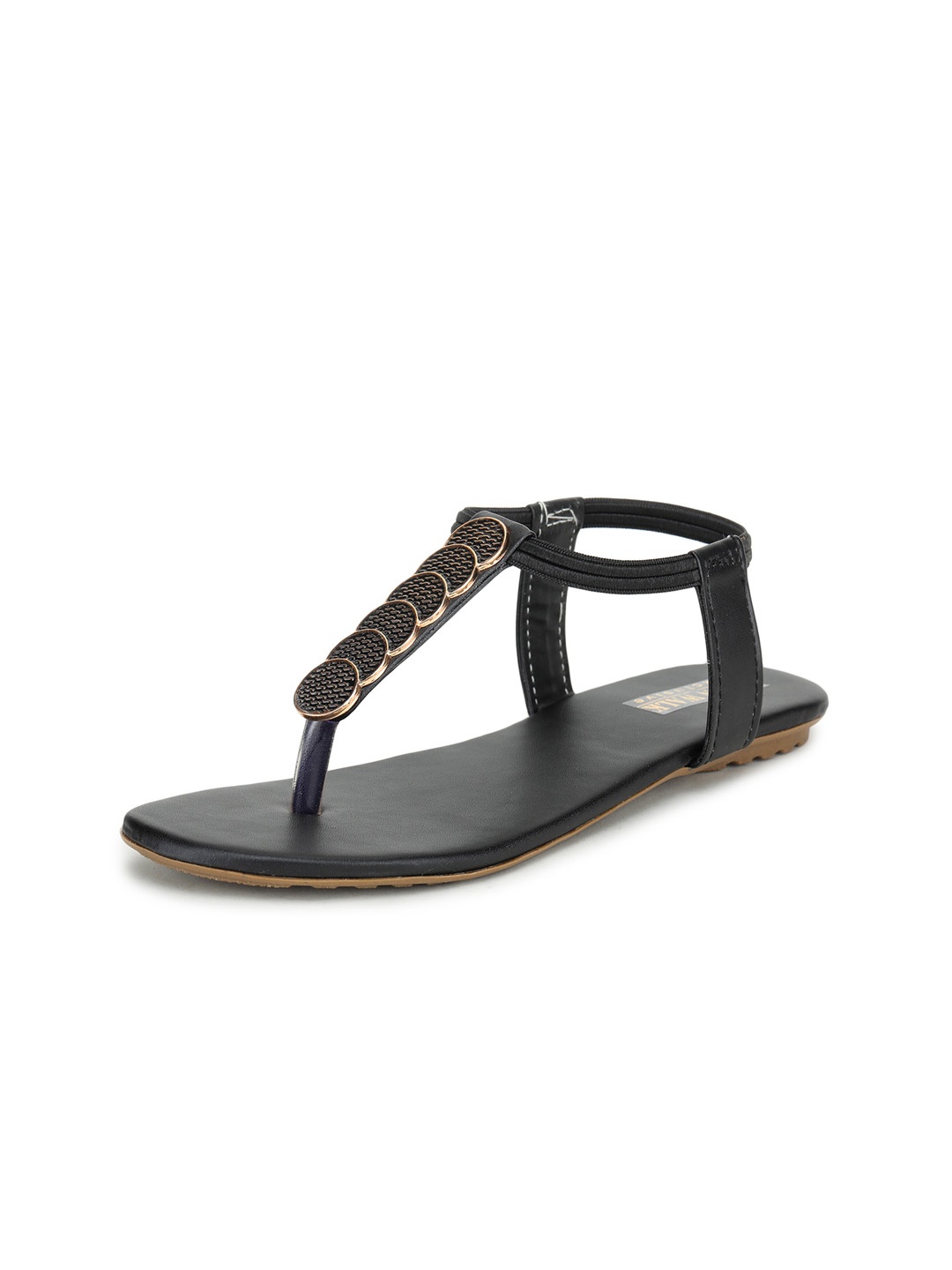 

Moonwalk Women Black Embellished Synthetic T-Strap Flats