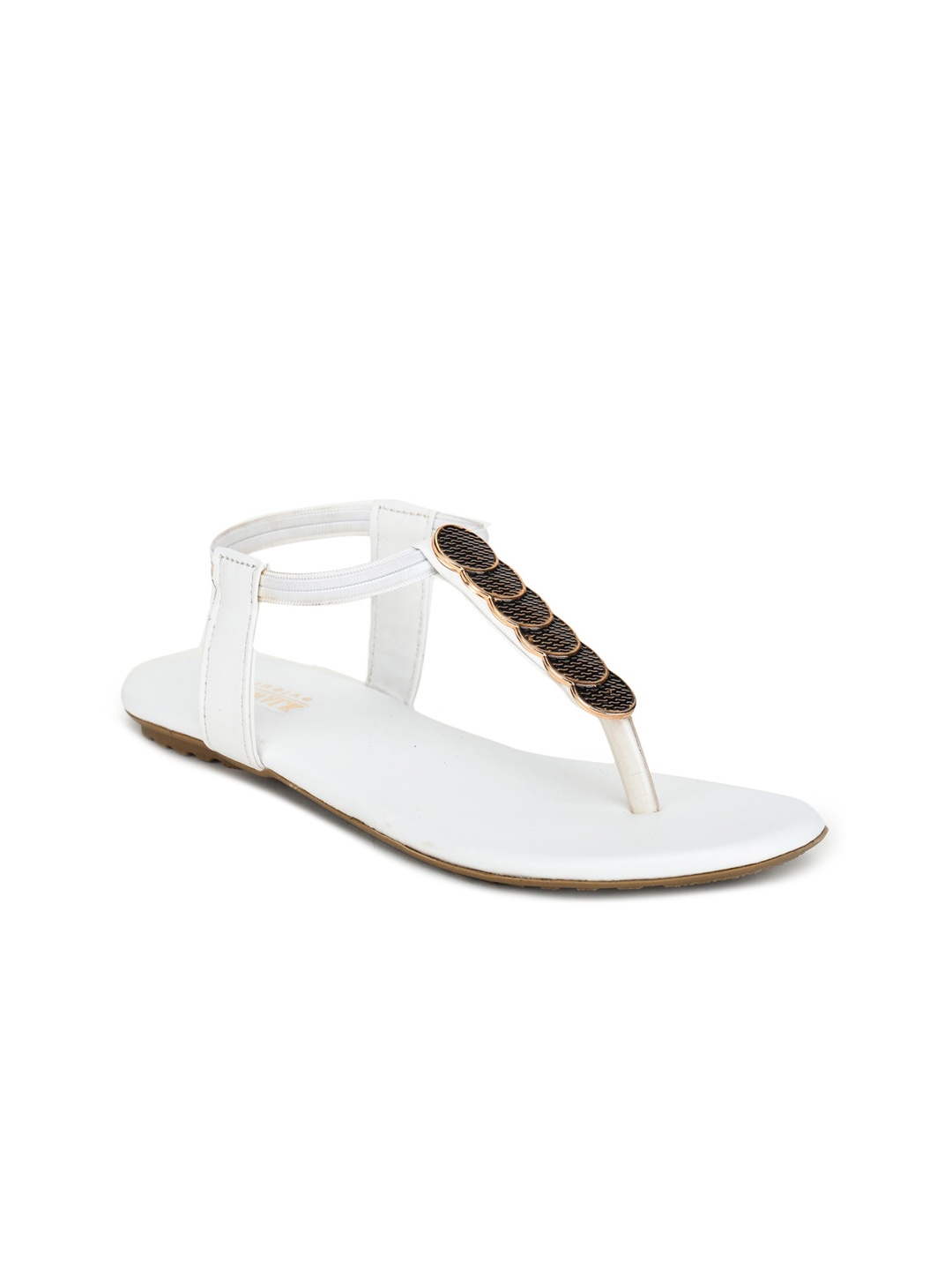 

Moonwalk Women White Embellished Synthetic T-Strap Flats