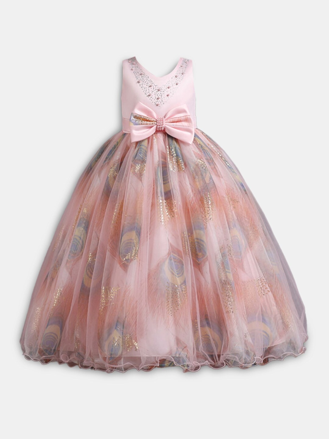 

Hopscotch Girls Pink Round Neck Embellished Dress