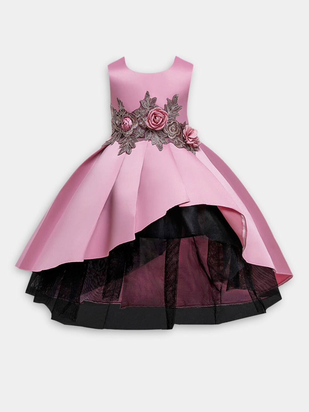

Hopscotch Girls Pink & Black Round Neck Fit And Flare Dress