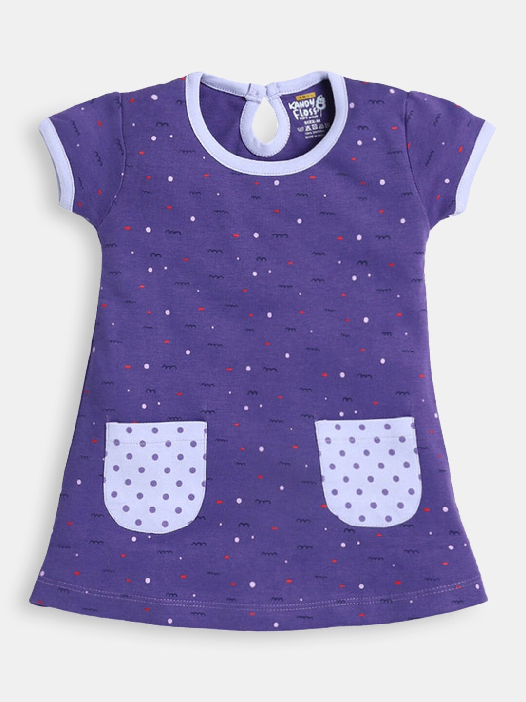 

Hopscotch Girls Purple Printed A-Line Cotton Dress