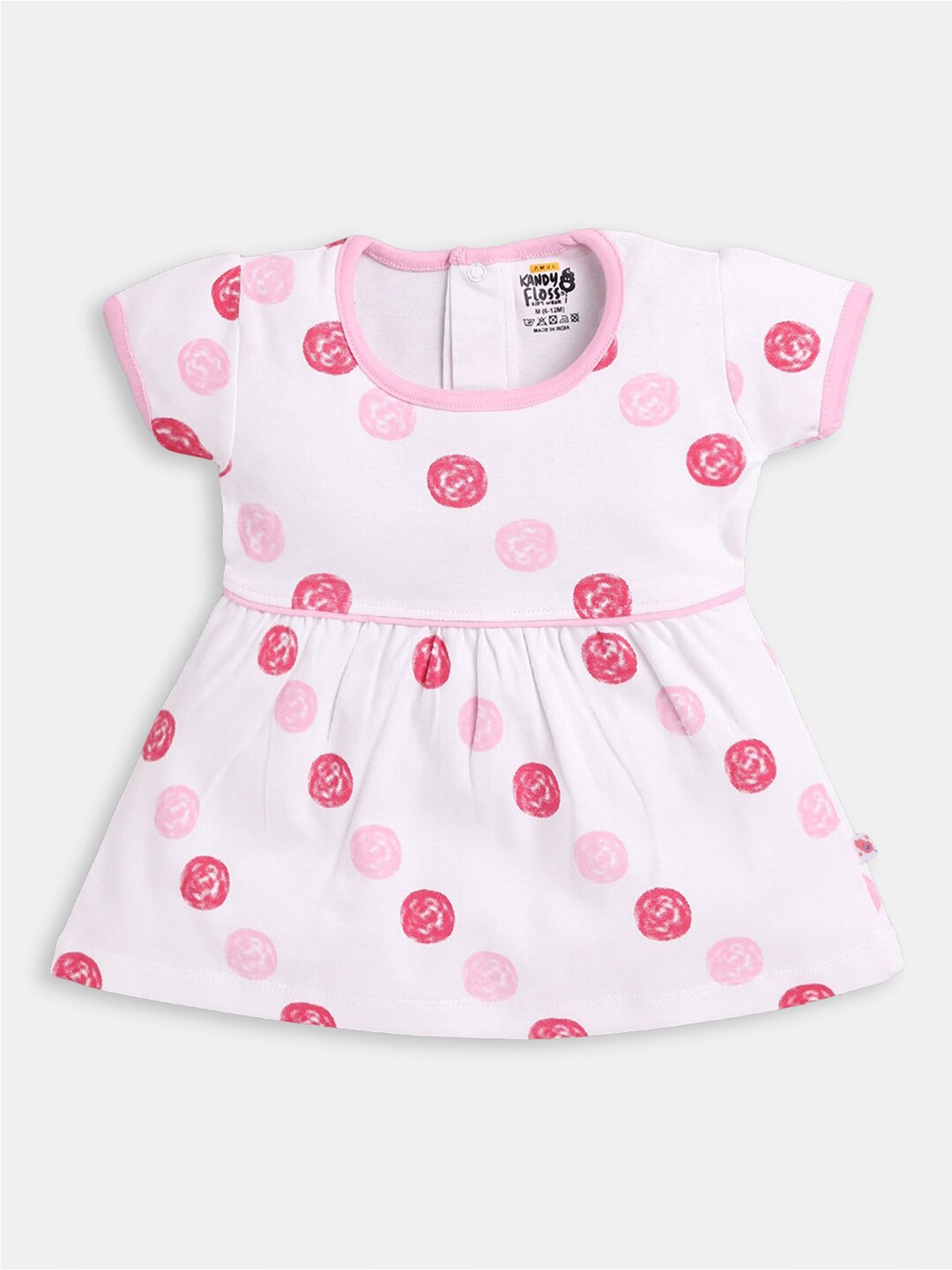 

Hopscotch Girls Pink & White Floral Printed Cotton Dress
