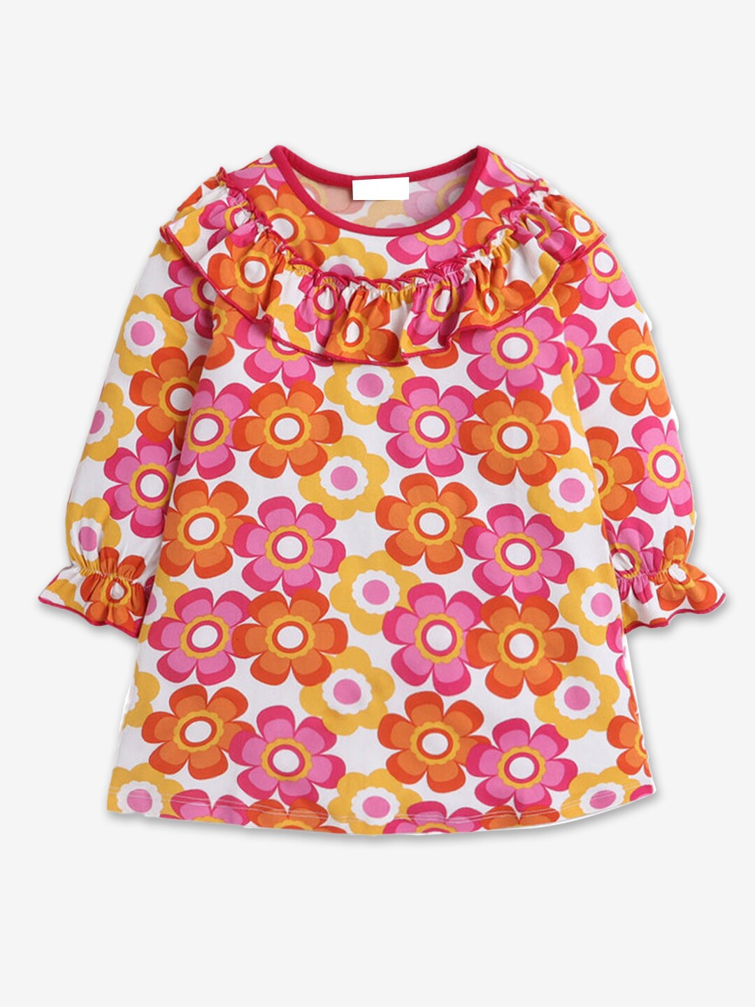 

Hopscotch Girls Off White Floral Printed A-Line Dress