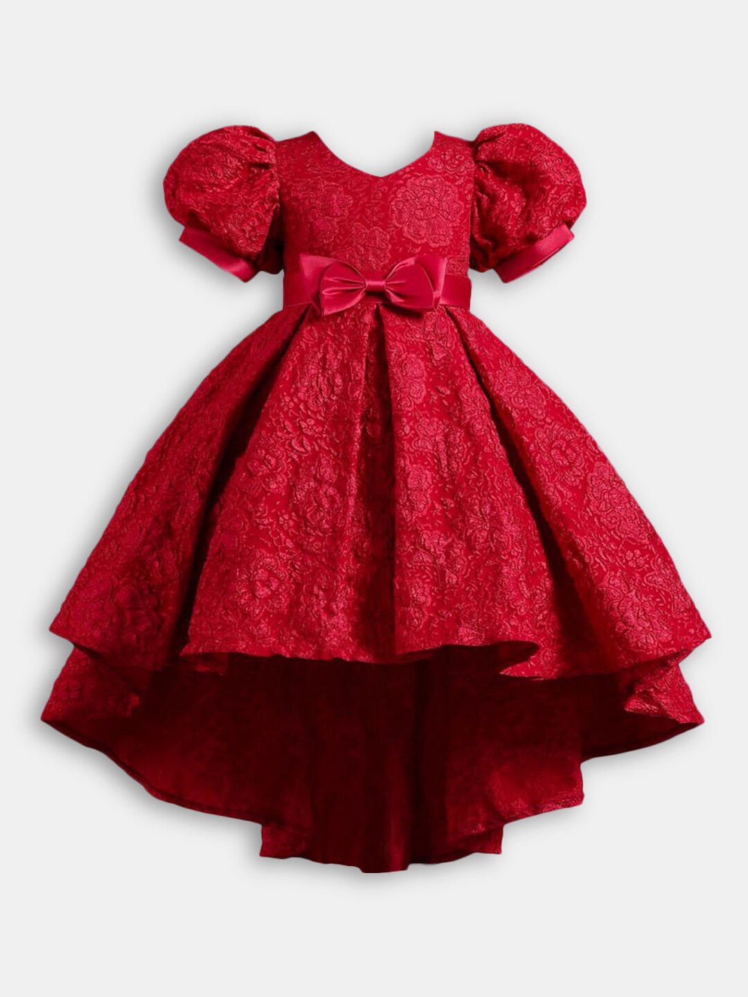 

Hopscotch Girls Red Round Neck Fit And Flare Dress
